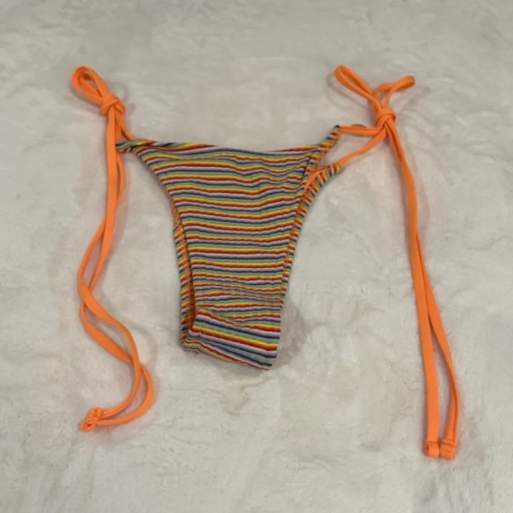 New! Frankies Bikinis Divine Striped Skimpy Bottom in Hawaiian Sky 31524